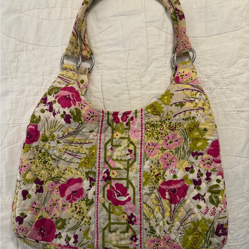 Vera Bradley Quilted Floral Shoulder Bag in Pink, Magenta & Green
